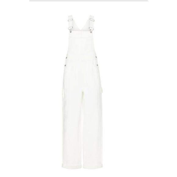 Madewell White Denim Overalls XS Tapered Carpenter Preppy Classic Oversized $158 - Picture 7 of 9